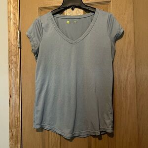 Gray V-Neck Women's Top